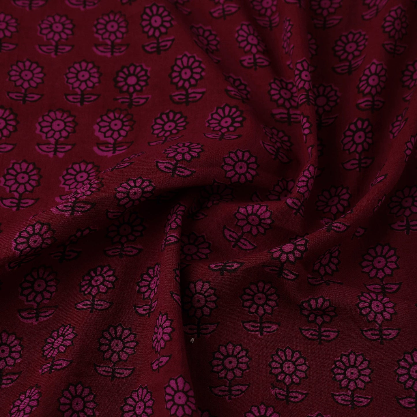 Buy Maroon Natural Dyed Mul Cotton Bagh Print Fabric