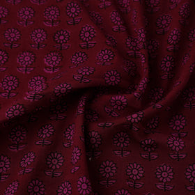 Buy Maroon Natural Dyed Mul Cotton Bagh Print Fabric