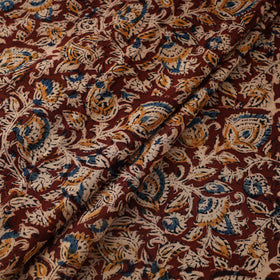 Maroon Natural Dyed Pedana Block Print Cotton Kalamkari Fabric