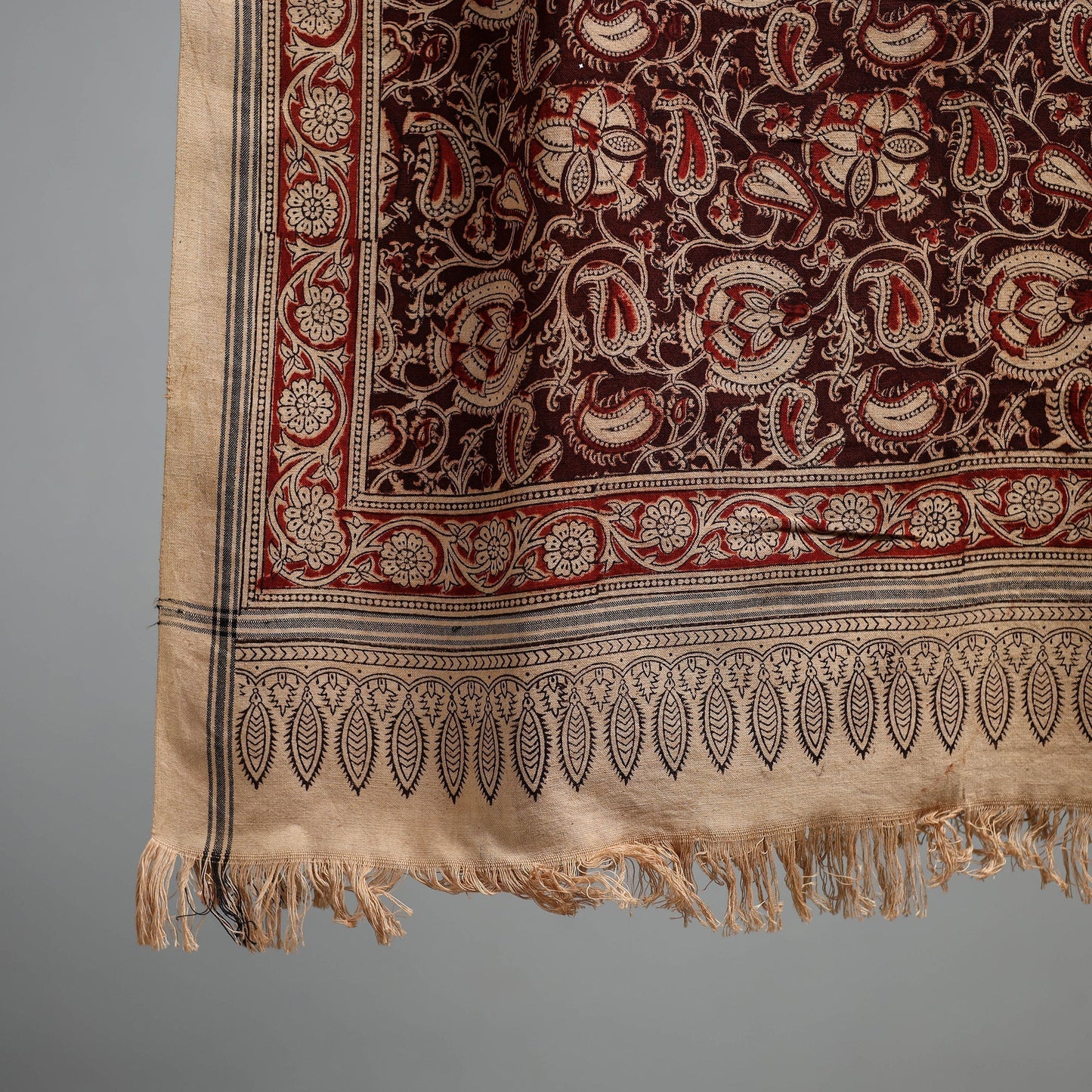Natural dyed pedana kalamkari printed handloom cotton towel