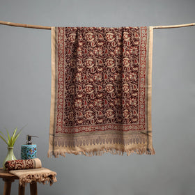 Natural dyed pedana kalamkari printed handloom cotton towel