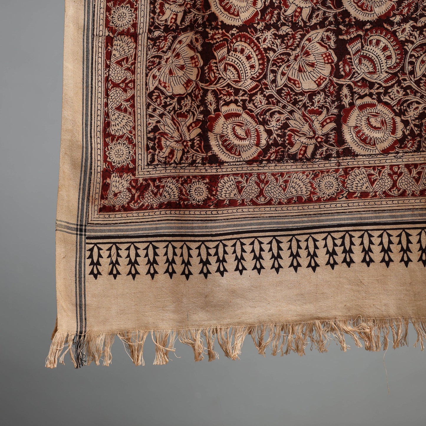 Natural dyed pedana kalamkari printed handloom cotton towel