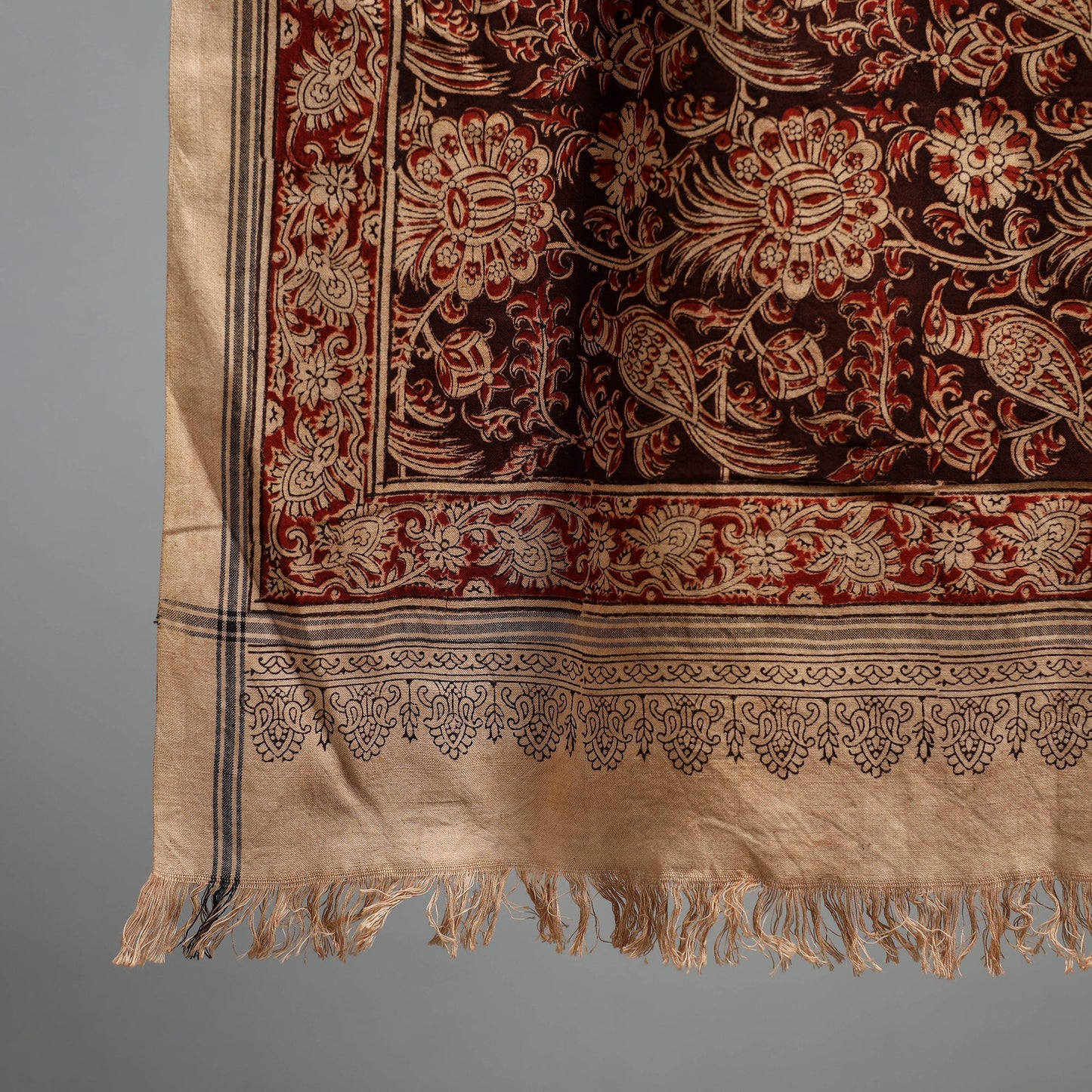 Natural dyed pedana kalamkari printed handloom cotton towel