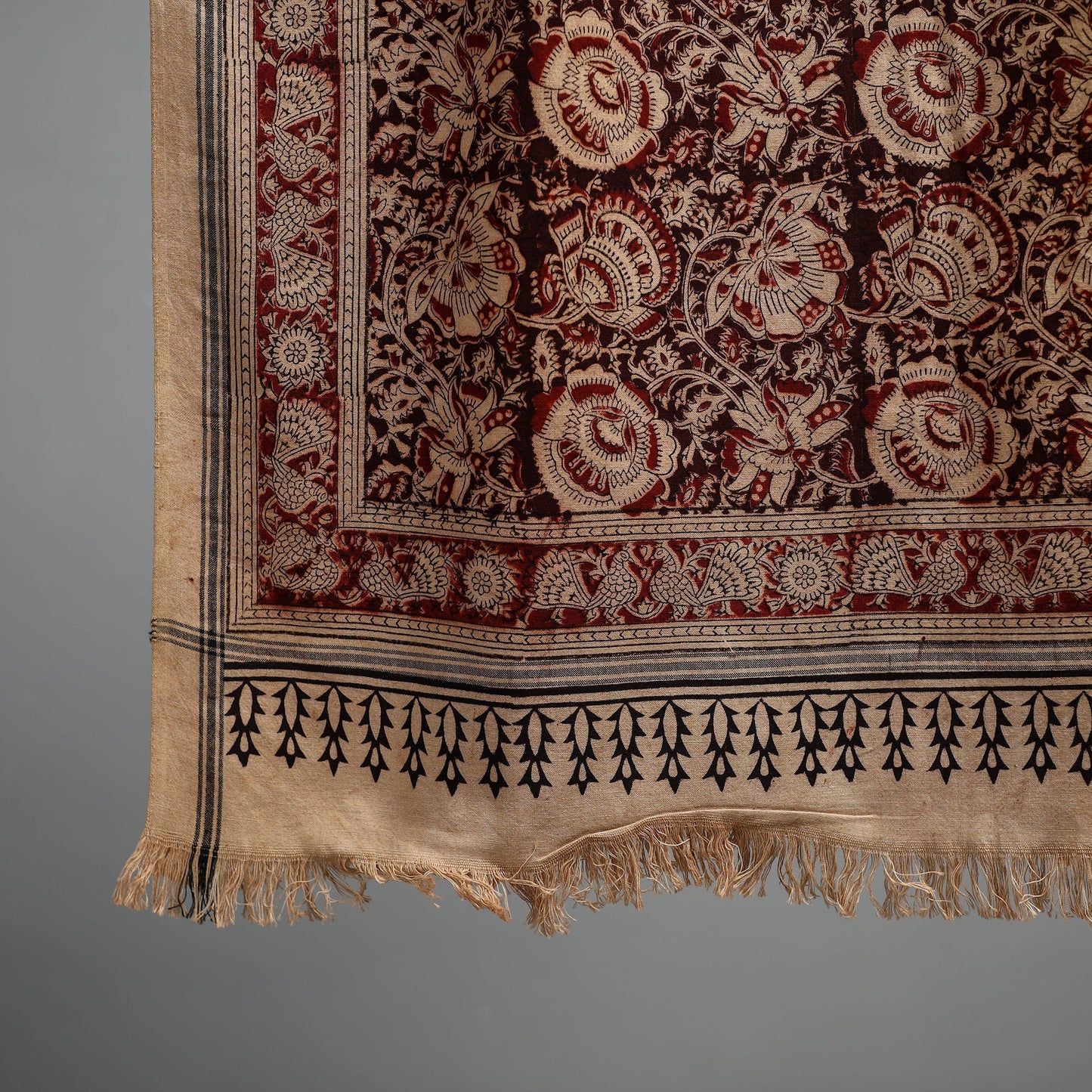 Natural dyed pedana kalamkari printed handloom cotton towel