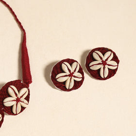 Maroon - navratri special! Thread & shell work necklace set