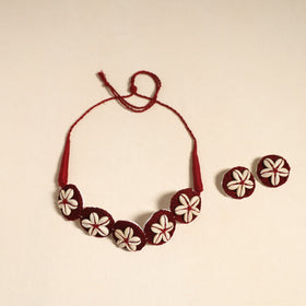 Maroon - navratri special! Thread & shell work necklace set