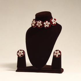 Maroon - navratri special! Thread & shell work necklace set