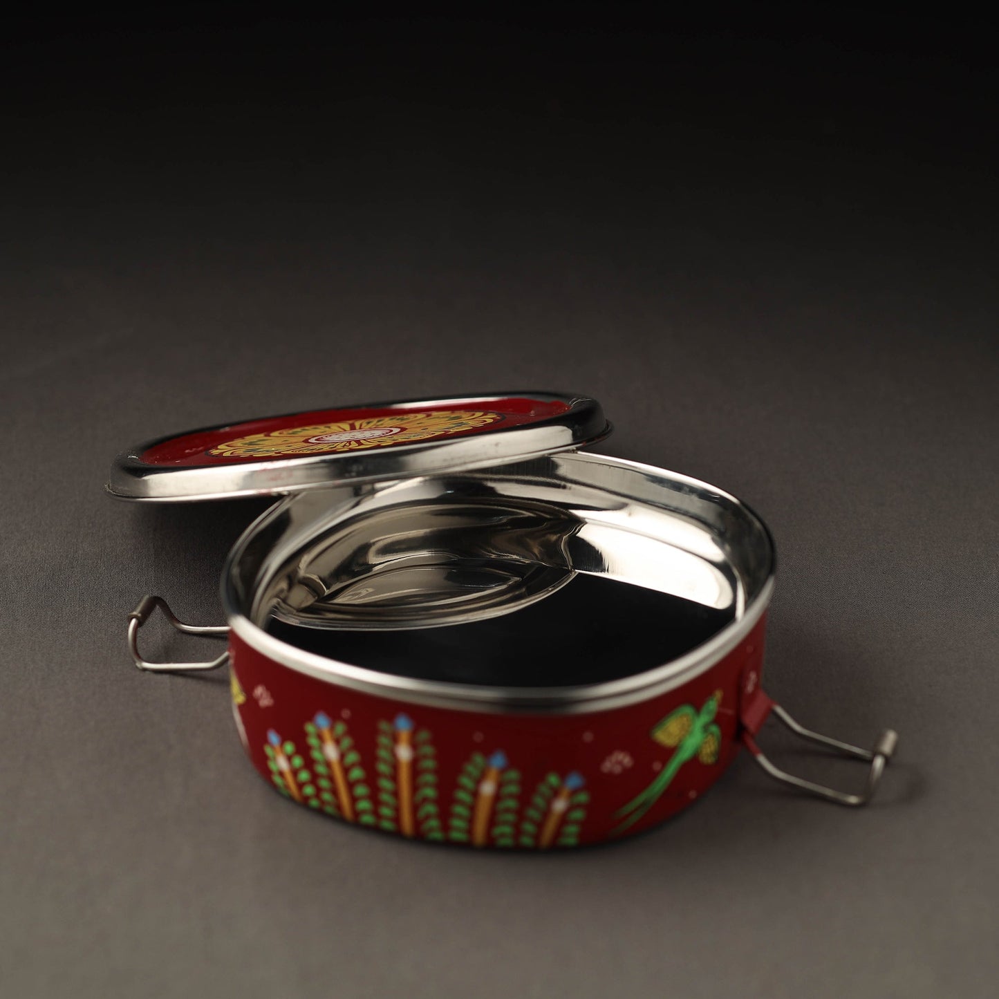   Odisha Pattachitra Handpainted Stainless Steel Chakra Lunch Box (6 x 6 in) Online at iTokri.com