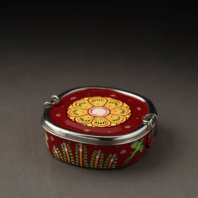   Odisha Pattachitra Handpainted Stainless Steel Chakra Lunch Box (6 x 6 in) Online at iTokri.com