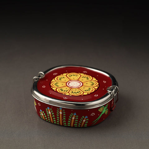   Odisha Pattachitra Handpainted Stainless Steel Chakra Lunch Box (6 x 6 in) Online at iTokri.com