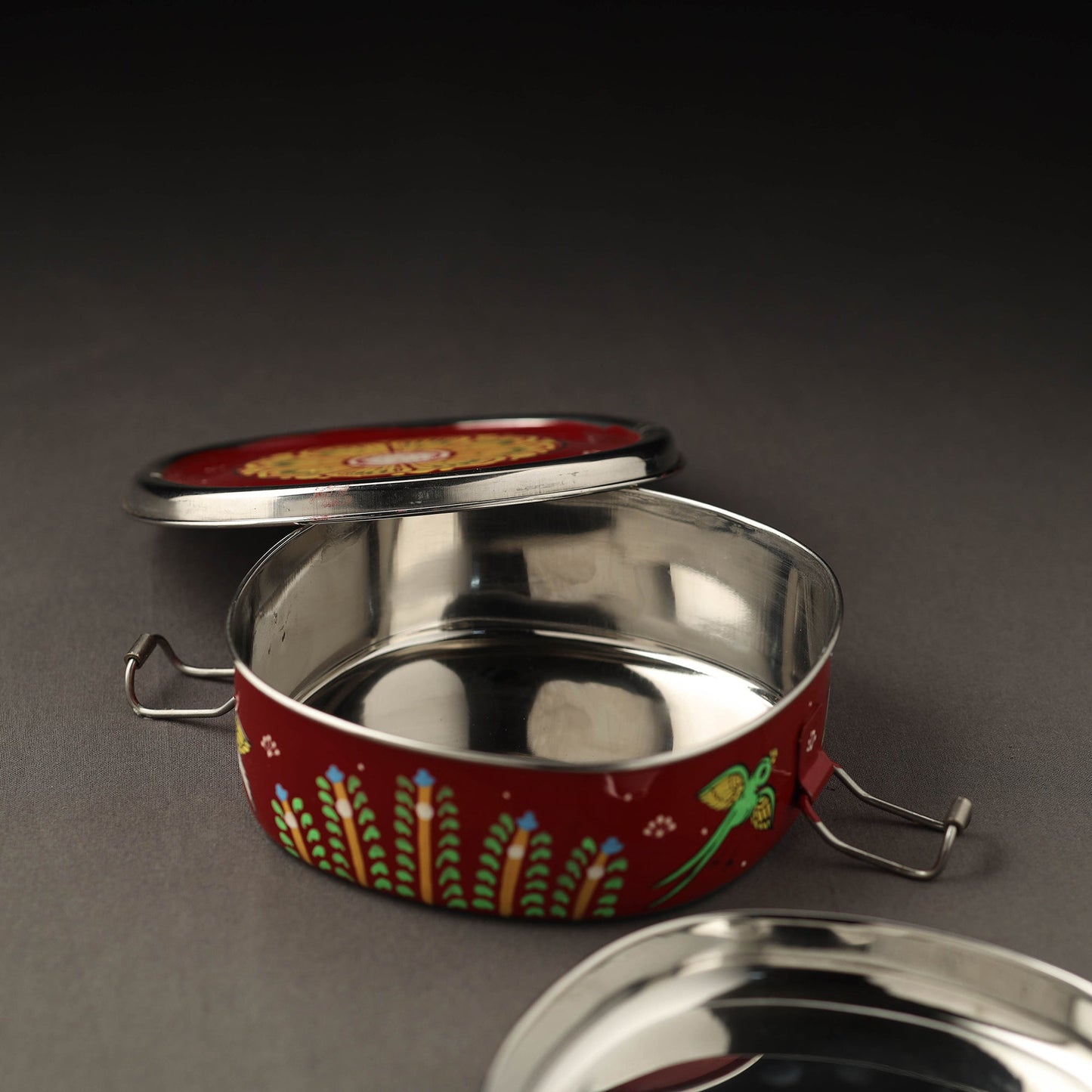   Odisha Pattachitra Handpainted Stainless Steel Chakra Lunch Box (6 x 6 in) Online at iTokri.com