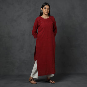 Organic Kala Cotton Handloom Mirror Work Long Kurta for Women