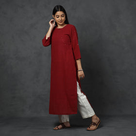 Organic Kala Cotton Handloom Mirror Work Long Kurta for Women