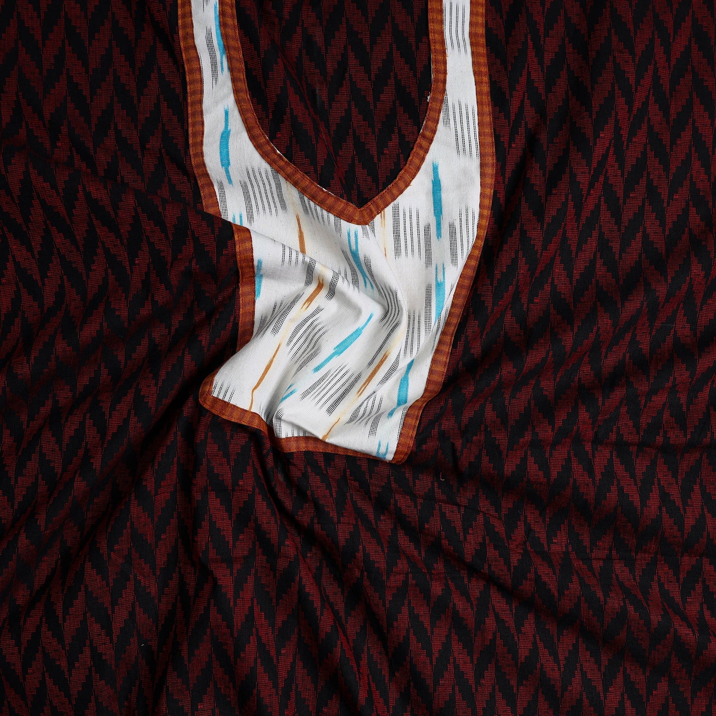 Maroon Patchwork Cotton Jacquard Kurta Material (3m) Online