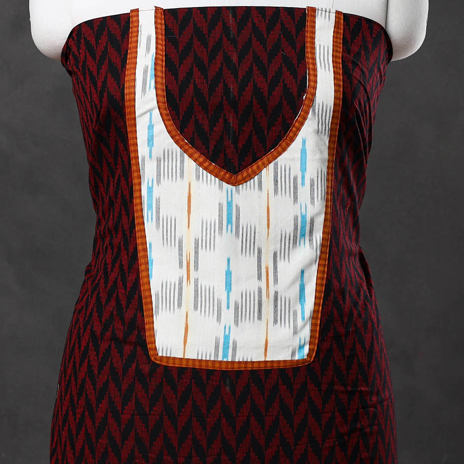 Maroon Patchwork Cotton Jacquard Kurta Material (3m) Online
