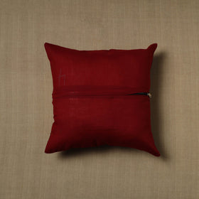 Maroon - Patchwork Cotton Kanchipuram Cushion Cover (16 x 16 in) 02