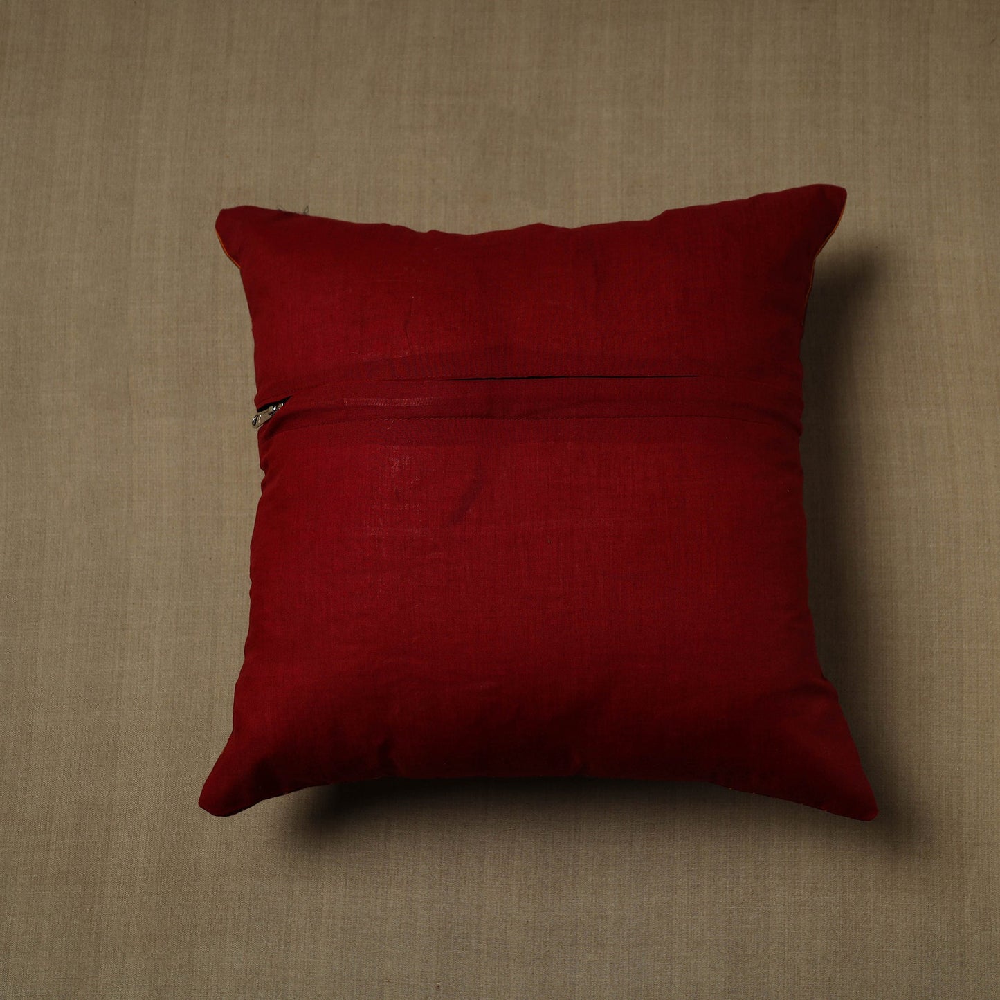Maroon - patchwork cotton kanchipuram cushion cover (16 x