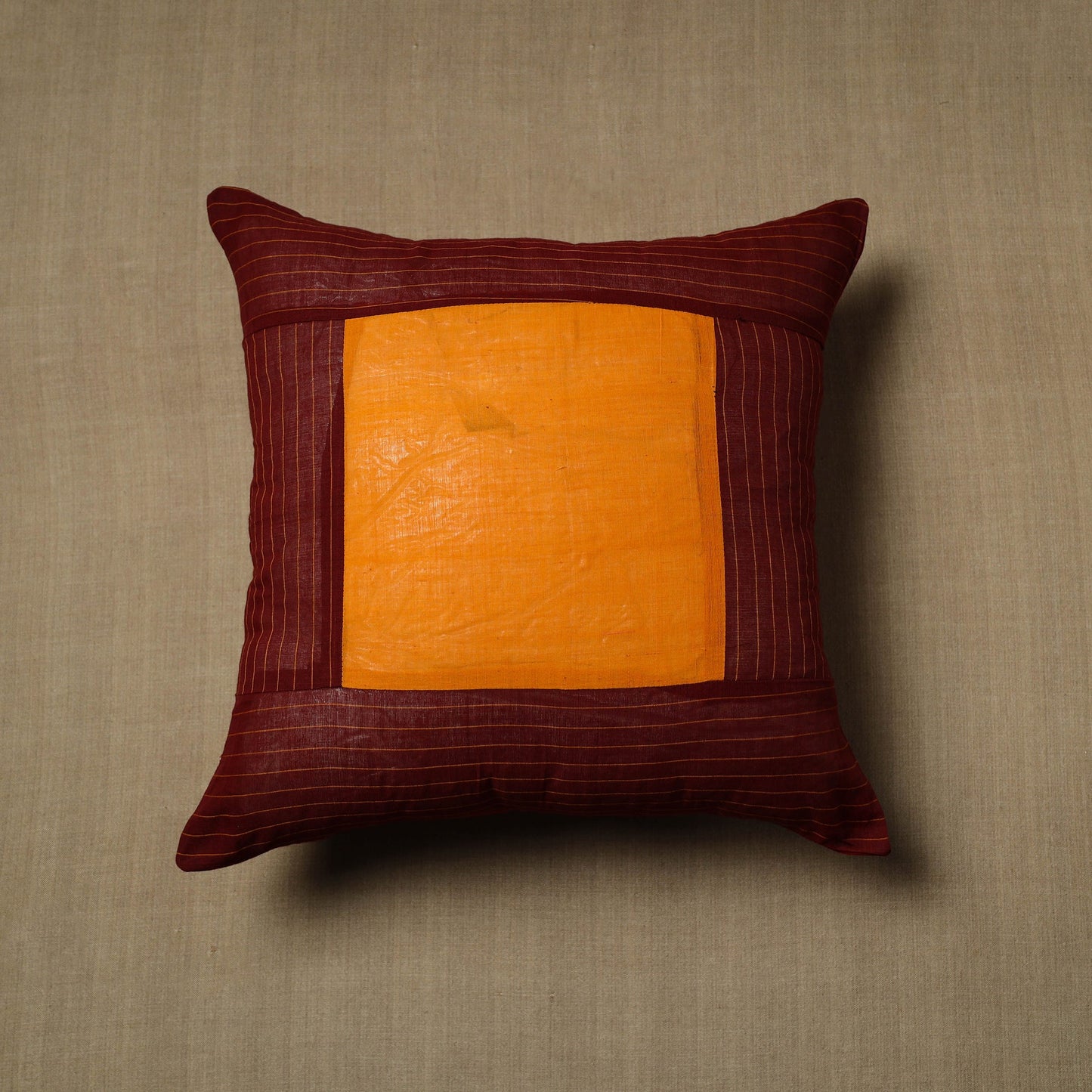 Maroon - patchwork cotton kanchipuram cushion cover (16 x