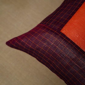 Maroon - Patchwork Cotton Kanchipuram Cushion Cover (16 x 16 in) 20
