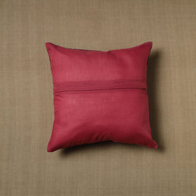 Maroon - Patchwork Cotton Kanchipuram Cushion Cover (16 x 16 in) 20