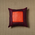 Maroon - Patchwork Cotton Kanchipuram Cushion Cover (16 x 16 in) 20