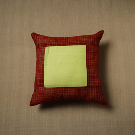 Maroon - Patchwork Cotton Kanchipuram Cushion Cover (16 x 16 in) 35