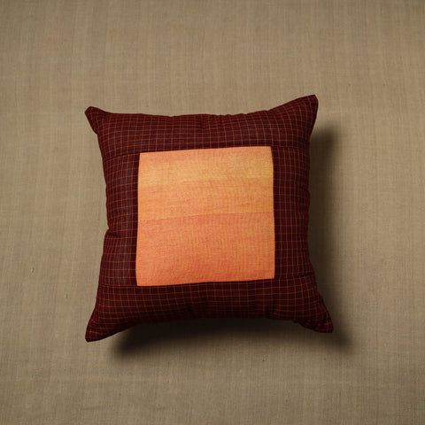 Maroon - patchwork cotton kanchipuram cushion cover (16 x