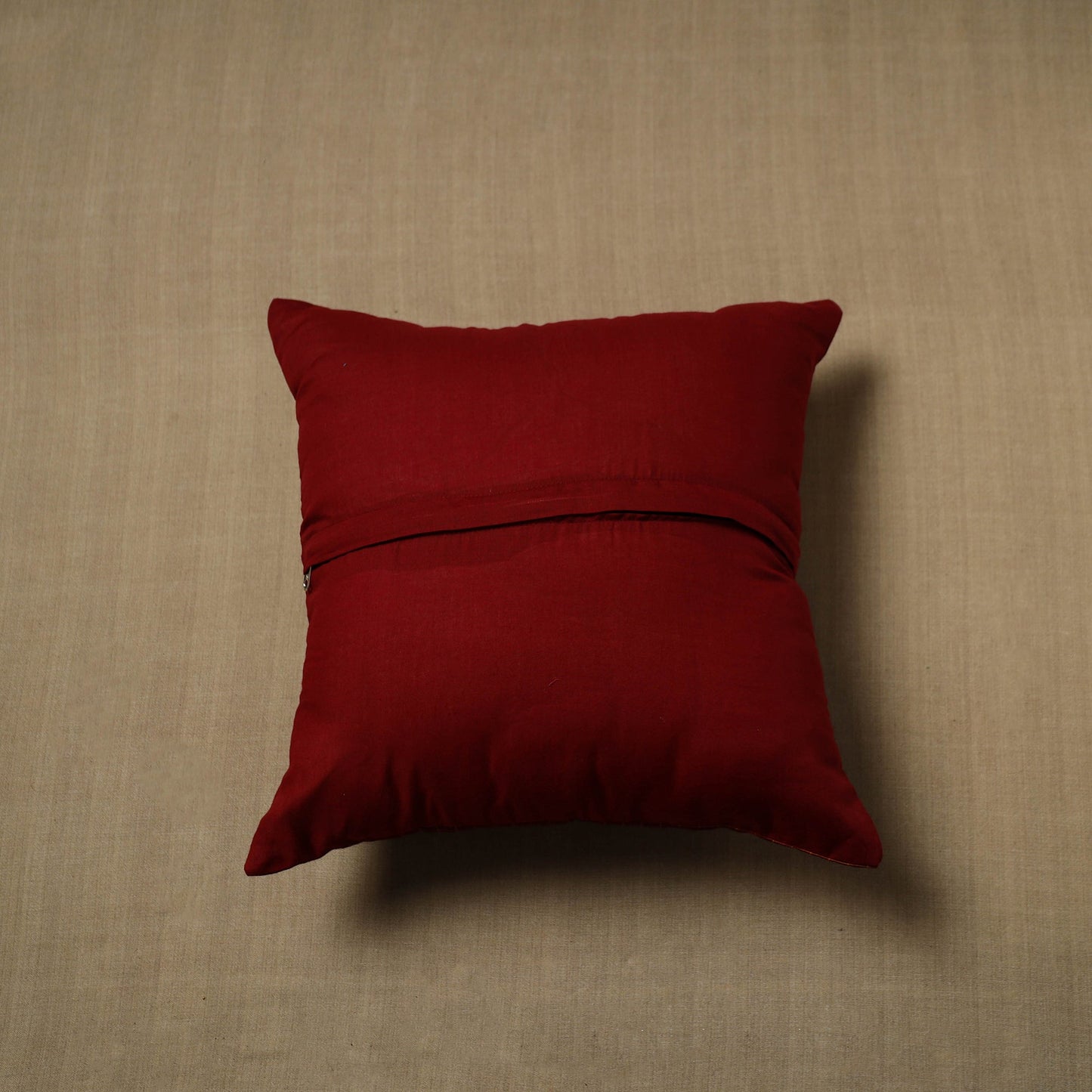 Maroon - patchwork cotton kanchipuram cushion cover (16 x