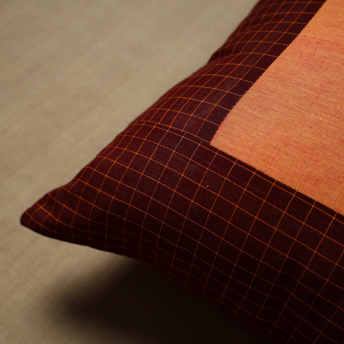 Maroon - patchwork cotton kanchipuram cushion cover (16 x