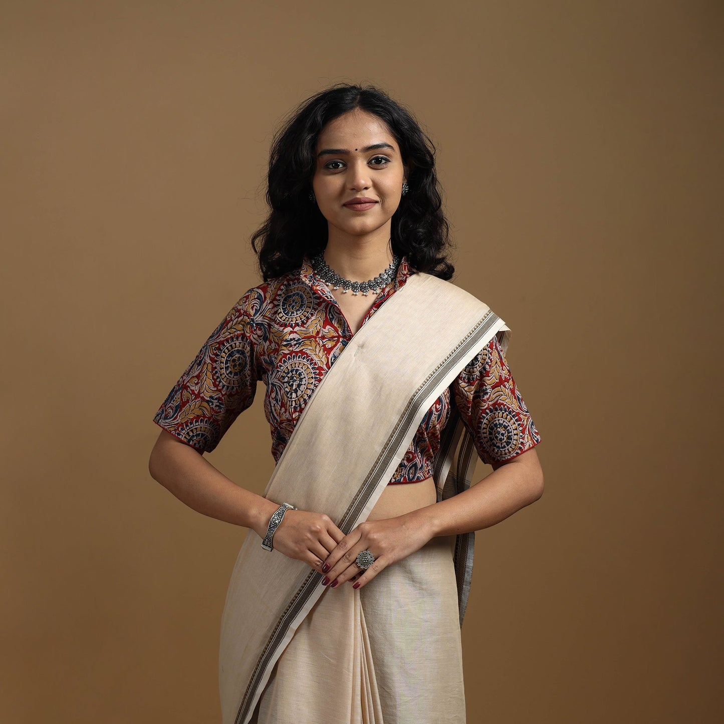 Pedana cotton natural dyed kalamkari readymade blouse 06