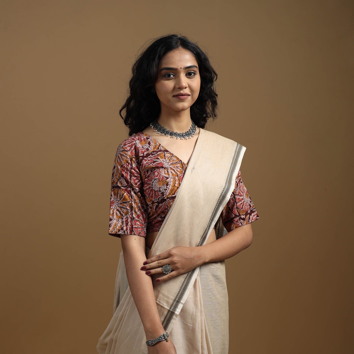 Pedana cotton natural dyed kalamkari readymade blouse 03