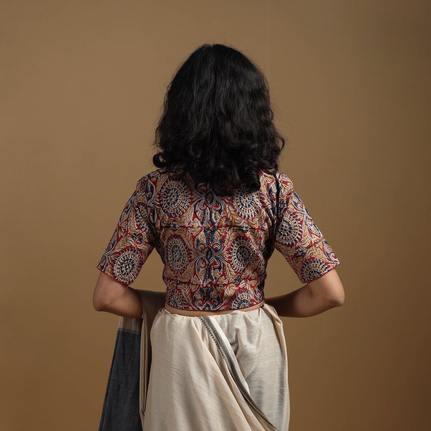 Pedana cotton natural dyed kalamkari readymade blouse 06