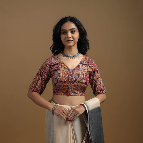 Pedana cotton natural dyed kalamkari readymade blouse 03