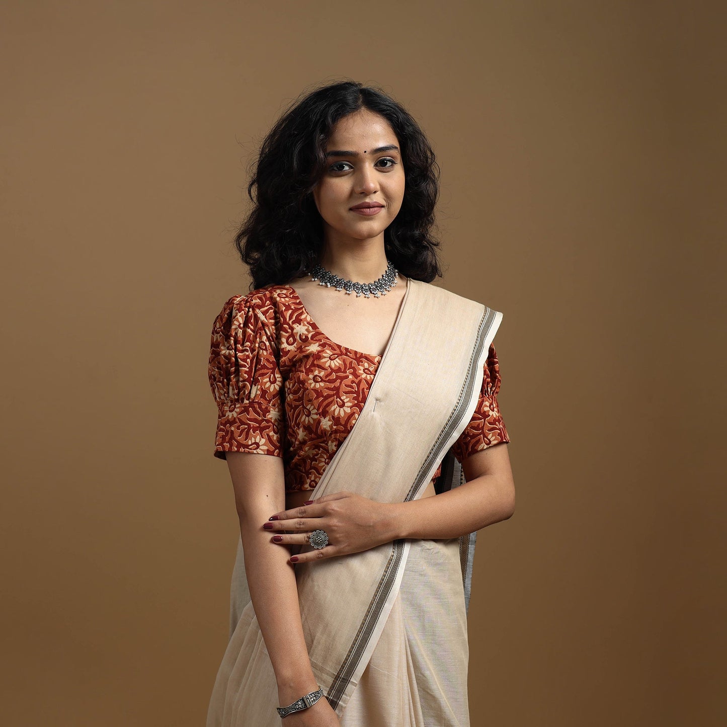 Pedana cotton natural dyed kalamkari readymade blouse 13