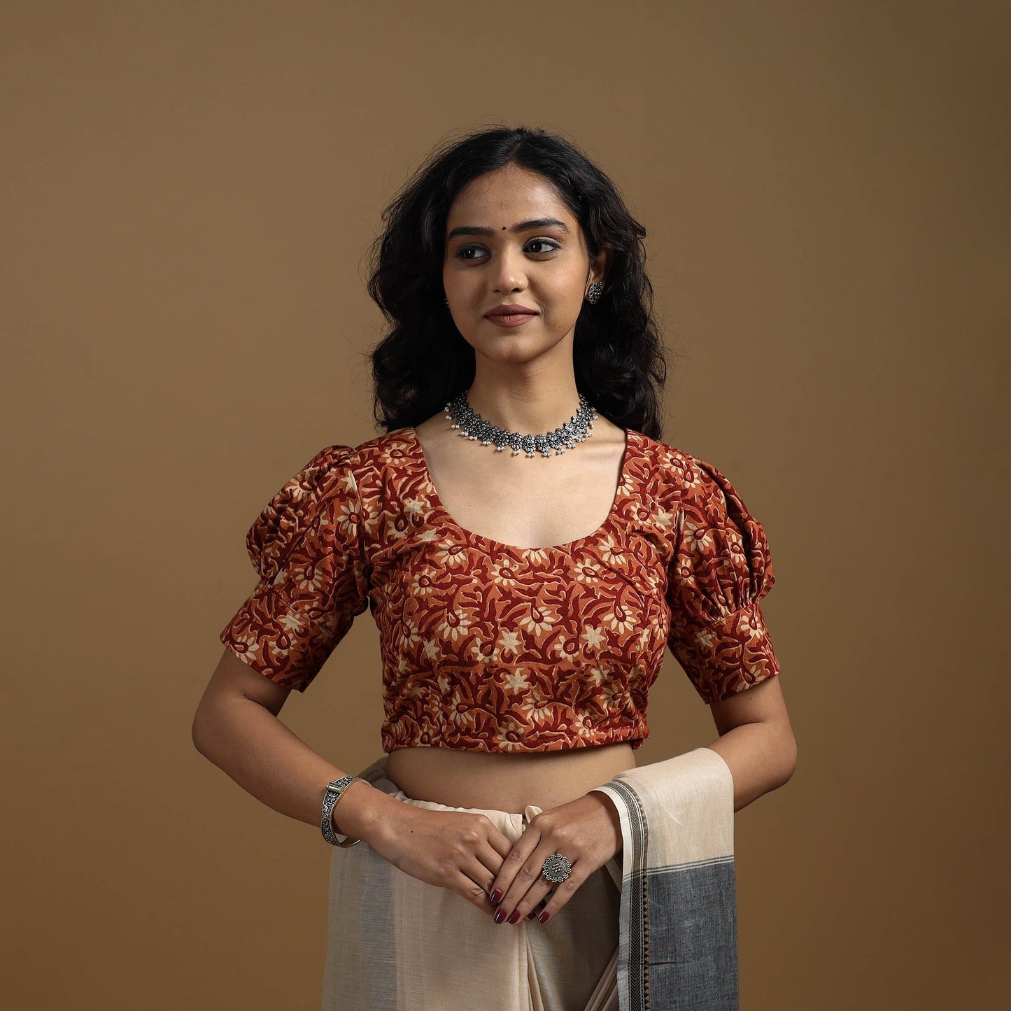 Pedana cotton natural dyed kalamkari readymade blouse 13