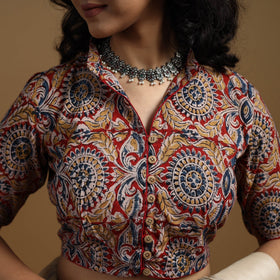 Pedana cotton natural dyed kalamkari readymade blouse 06