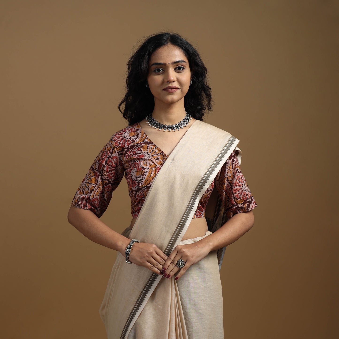 Pedana cotton natural dyed kalamkari readymade blouse 03