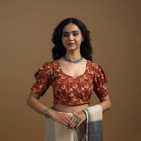 Pedana cotton natural dyed kalamkari readymade blouse 13