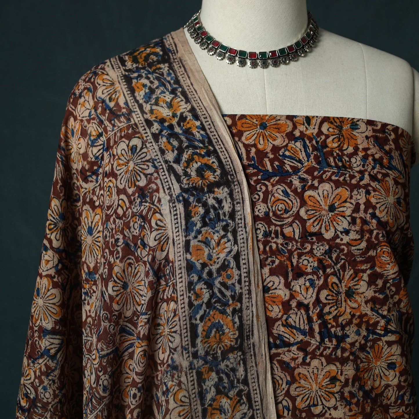 Pedana hand block print natural dyed cotton kalamkari 2pc