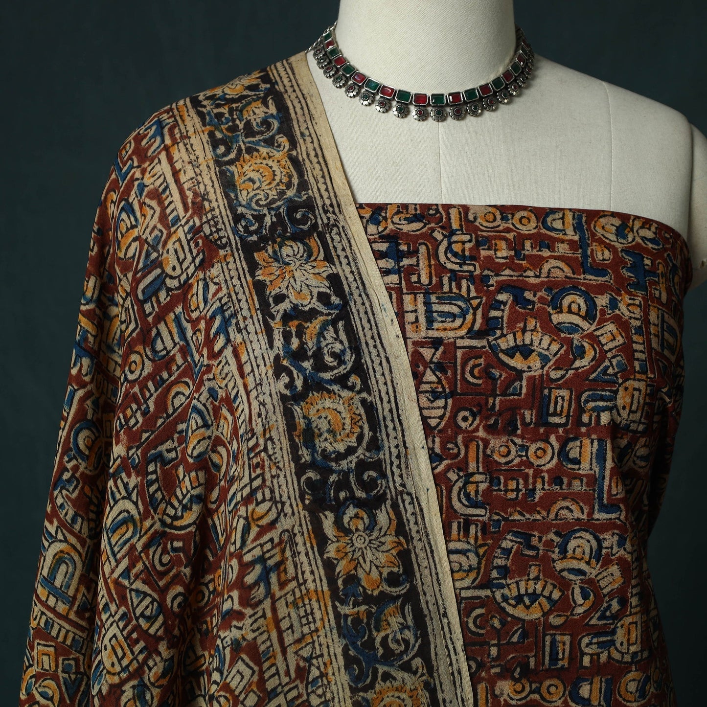 Pedana hand block print natural dyed cotton kalamkari 2pc