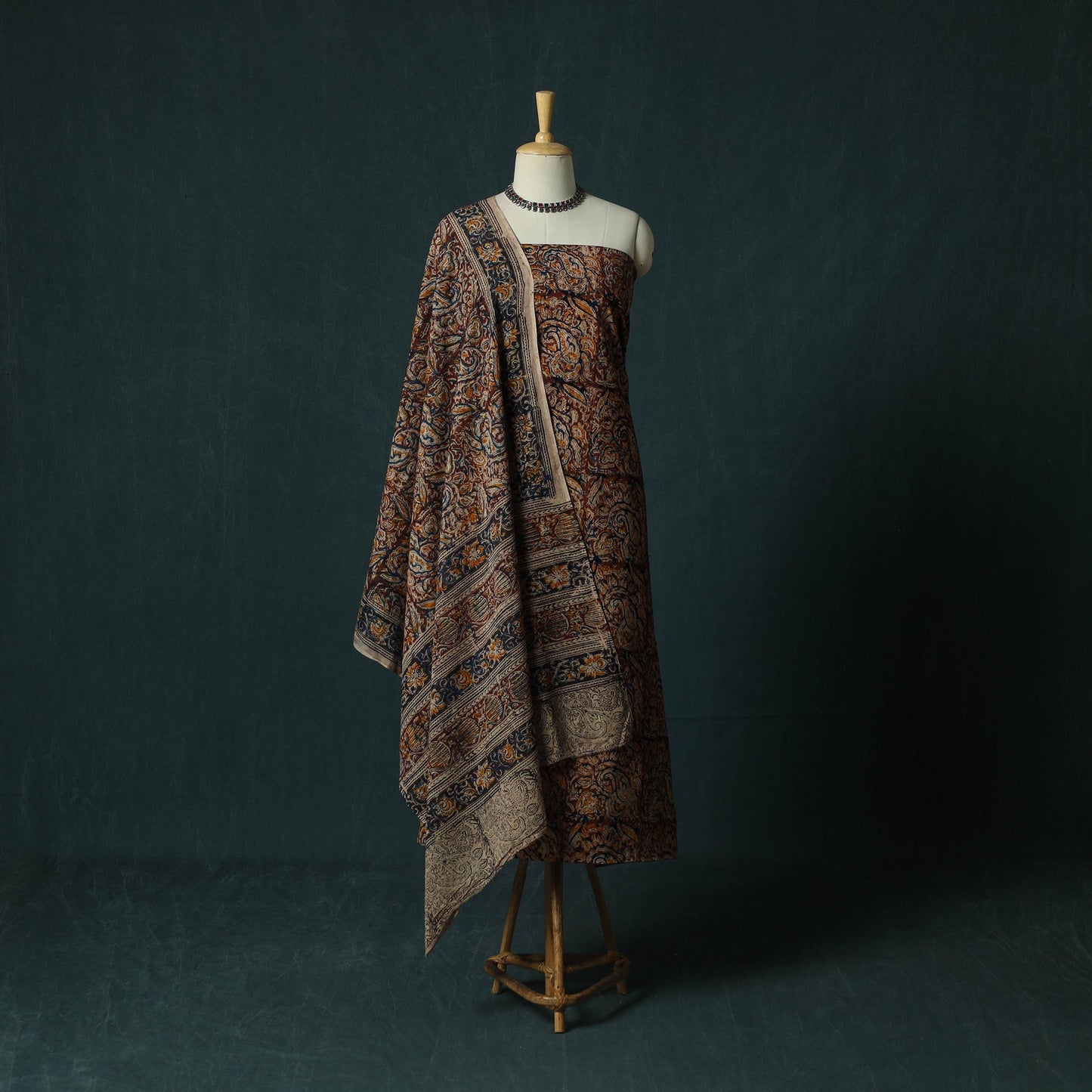 Pedana hand block print natural dyed cotton kalamkari 2pc