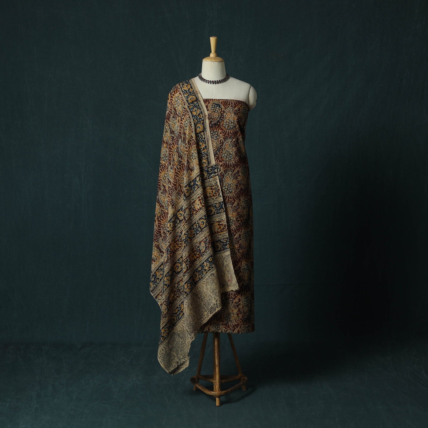 Pedana hand block print natural dyed cotton kalamkari 2pc