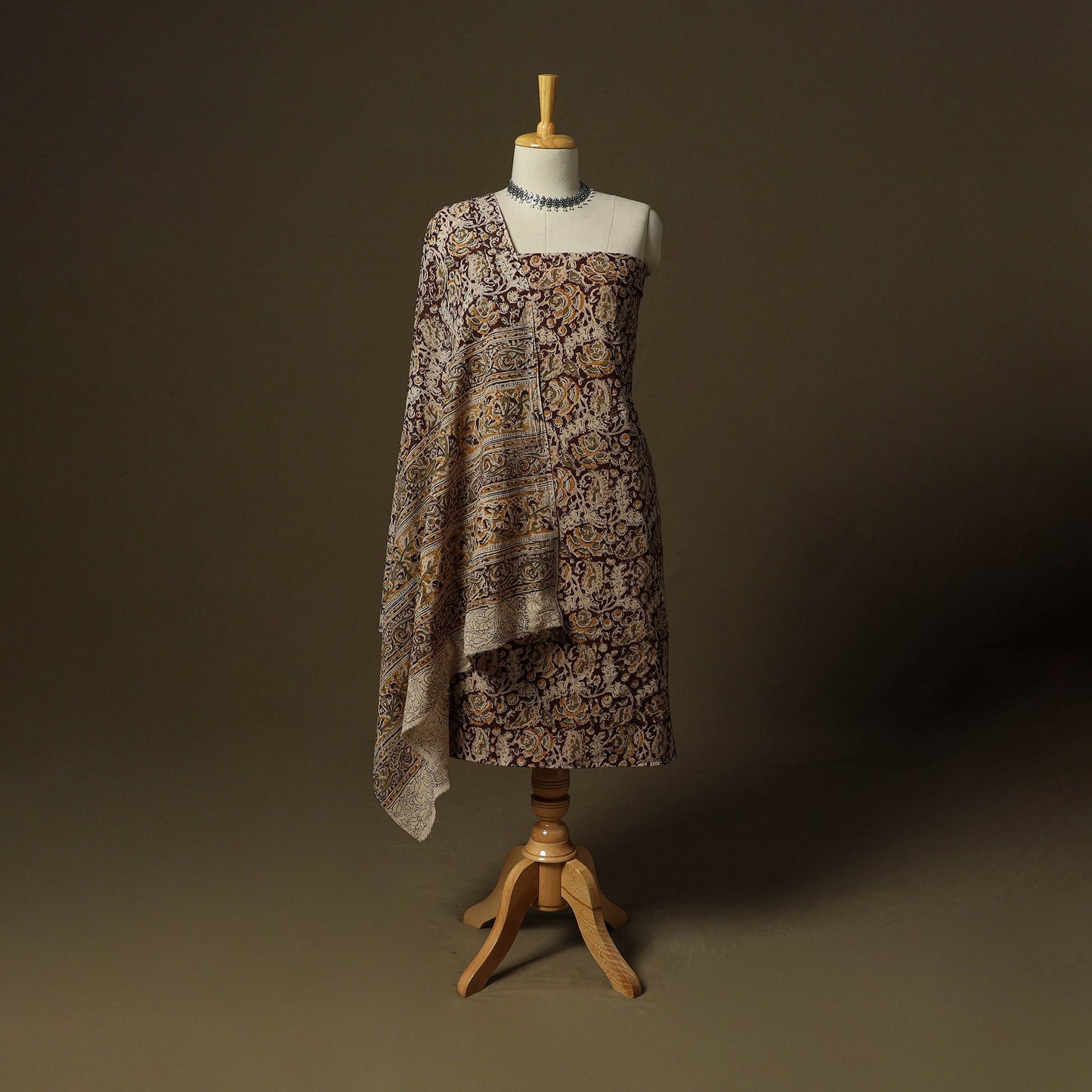 Pedana hand block print natural dyed cotton kalamkari 2pc