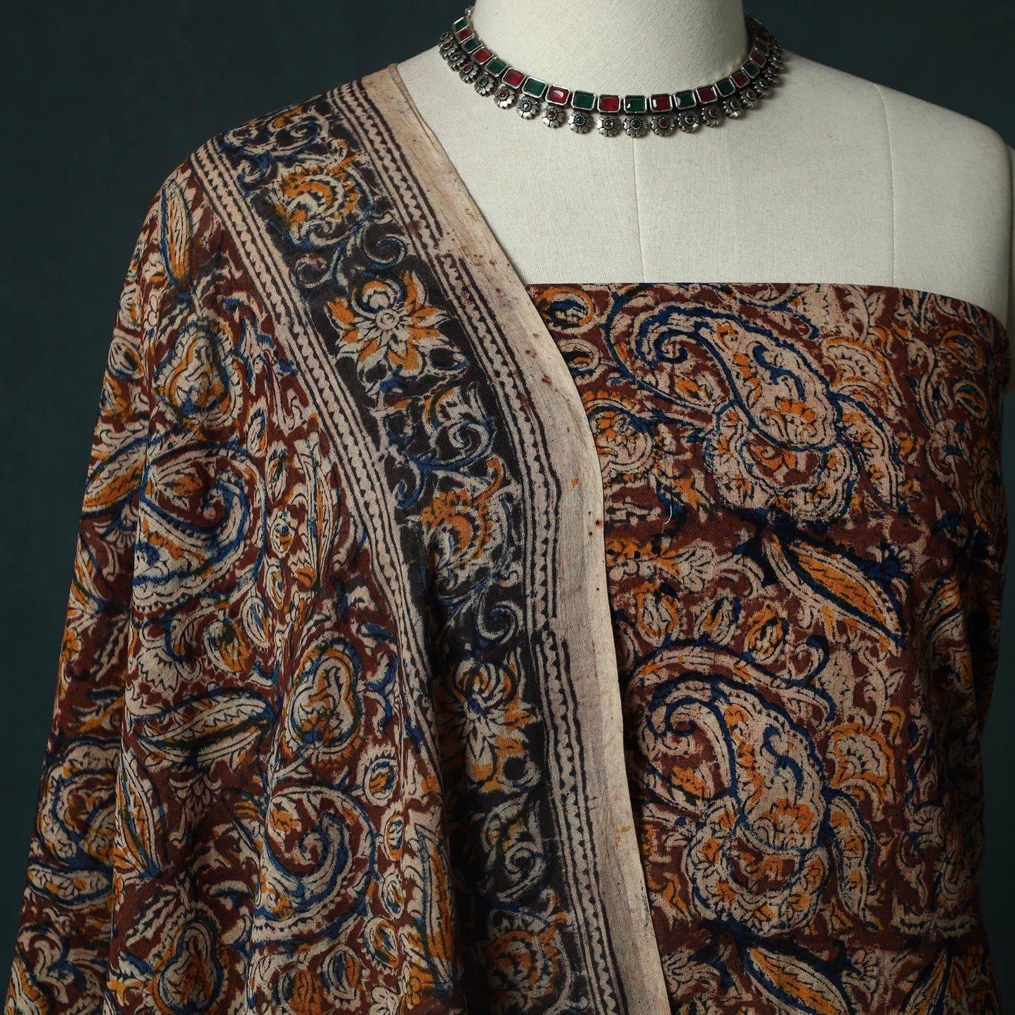 Pedana hand block print natural dyed cotton kalamkari 2pc