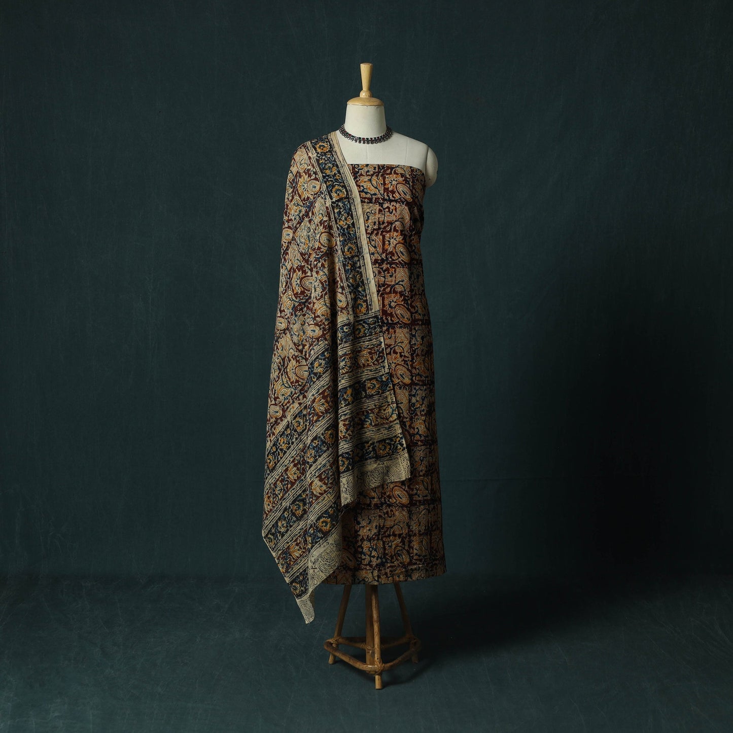 Pedana hand block print natural dyed cotton kalamkari 2pc