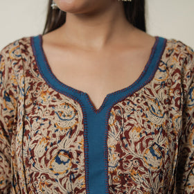  Pedana Kalamkari Block Printed Cotton A-Line Kurta with Tagai Work 11 