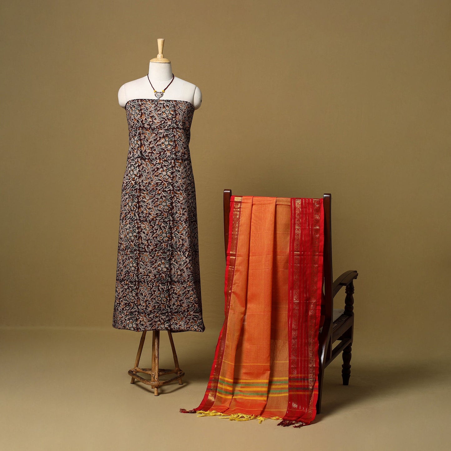Pedana kalamkari cotton 2pc unstitched dress material