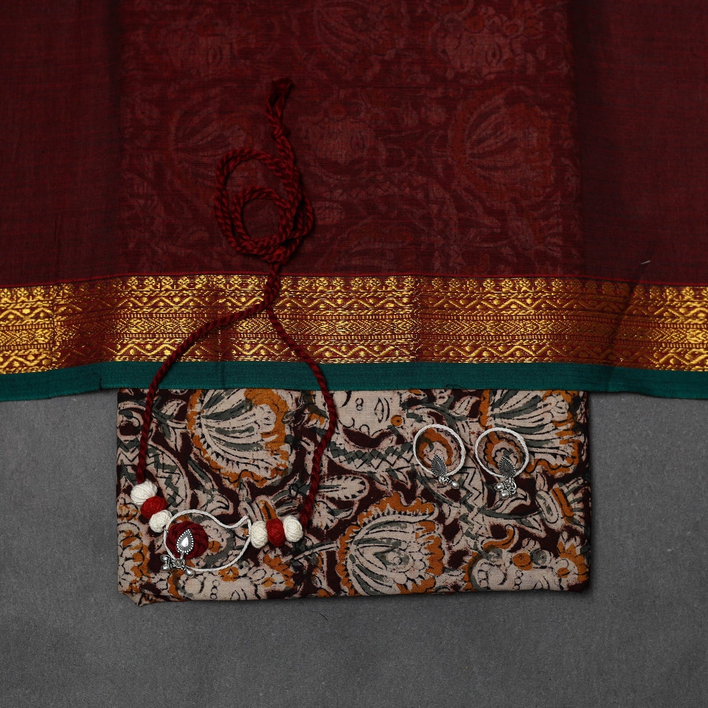 Pedana kalamkari cotton 2pc unstitched dress material