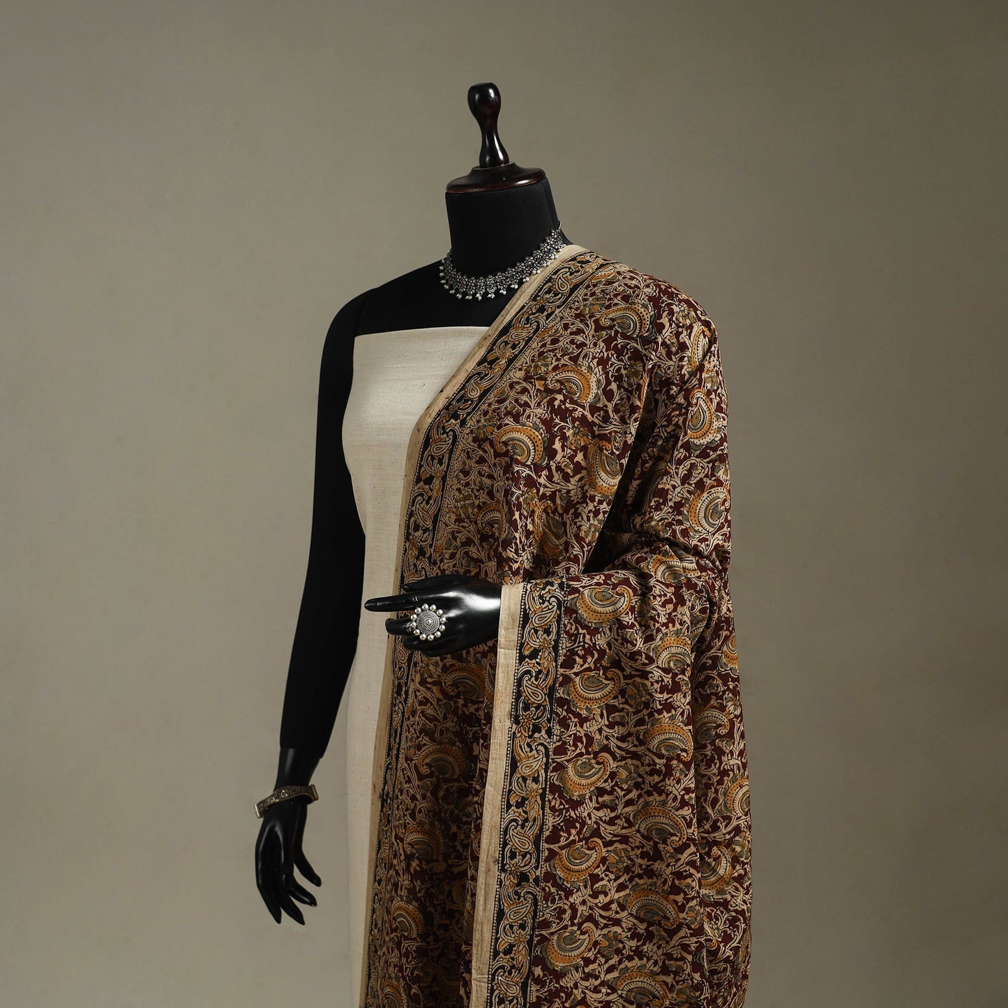 Pedana natural dyed cotton kalamkari dupatta 01