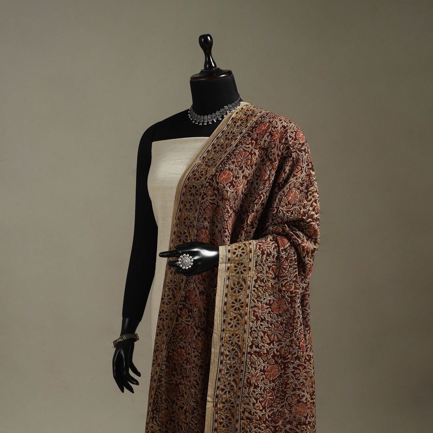 Pedana natural dyed cotton kalamkari dupatta 04